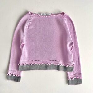 Vintage 1990s Miu Miu Fine Knit Sweater with Gray Trim in Light Magenta